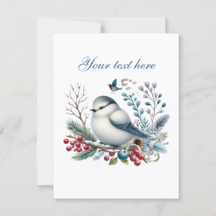 Carte Postale Joli oiseau d'hiver saisonnier ajouter du texte