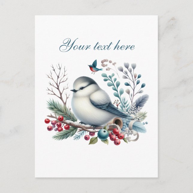 Carte Postale Joli oiseau d'hiver saisonnier ajouter du texte (Devant)