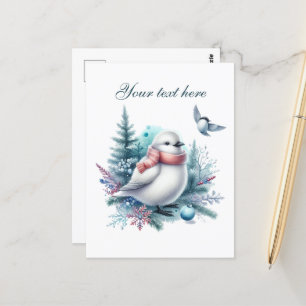 Carte Postale Joli oiseau d'hiver saisonnier ajouter du texte