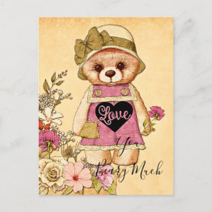 Carte Postale Joli ours vintage de la Saint-Valentin