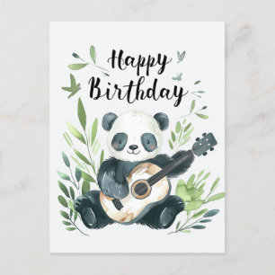 Carte Postale Joli panda à l'aquarelle jouant de la guitare Anni