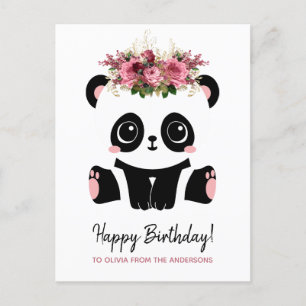 Carte Postale Joli panda Joyeux Anniversaire personnalisé 