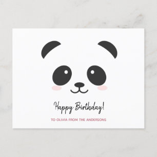 Carte Postale Joli panda noir blanc Anniversaire personnalisé 