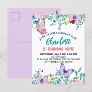 Carte Postale Joli papillon pois floral Fleur Anniversaire 