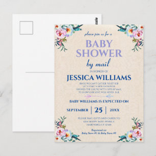 Carte Postale Joli Pastel Boho Baby shower Floral Par Mail
