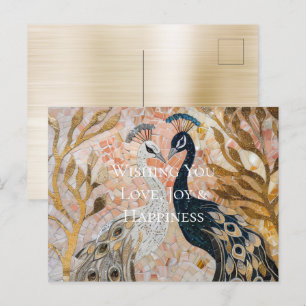 Carte Postale Joli Peacock Pink Gold Noël