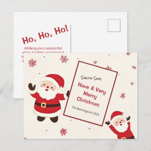 Carte Postale Joli Père Noël de Noël Rétro Mignon