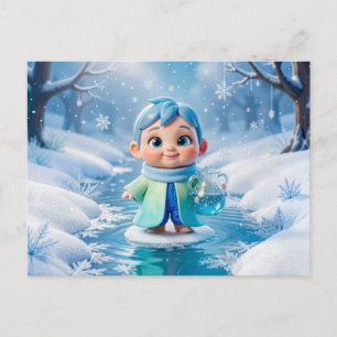 Carte Postale Joli personnage 3D du zodiaque Verseau