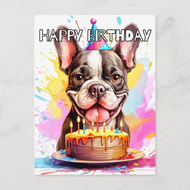 Carte Postale Joli Petit Chien Joyeux Anniversaire (Devant)