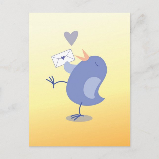 Carte Postale Joli petit Oiseau Tweeter avec une lettre ! (Devant)