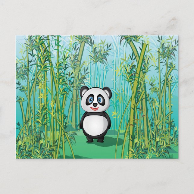 Carte Postale Joli petit panda dans la forêt de bambou (Devant)