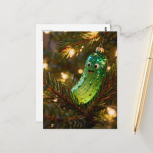 Carte Postale Joli Pickle de Noël dans un arbre