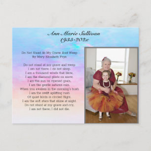 Carte Postale Joli poème commémoratif avec photo