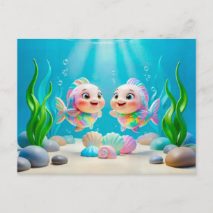 Carte Postale Joli poisson de la zodiac Poissons en 3D