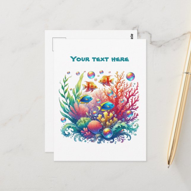 Carte Postale Joli poisson de mer de plage ajouter du texte (Devant/Arrière en situation)