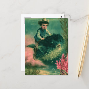 Carte Postale Joli Poisson-Tétra Rétro Cowboy