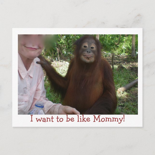 Carte Postale Joli Primate sourit comme maman (Devant)