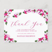 Joli remerciement pour les 100 ans 'Fleurs roses e