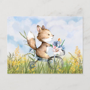 Carte Postale Joli renard à vélo