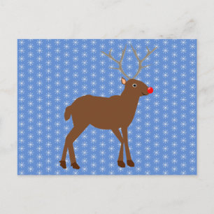 Carte Postale Joli Renne de Noël avec Nez Rouge