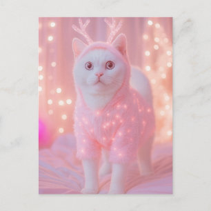 Carte Postale Joli Renne Lumineux Kitty Fantaisie Hivernale