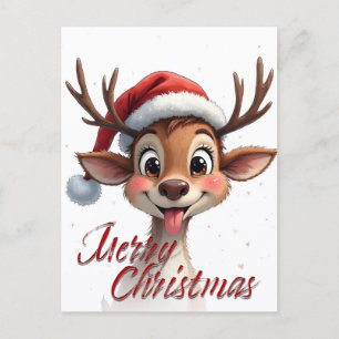 Carte Postale Joli Renne Souhaitant un Joyeux Noël