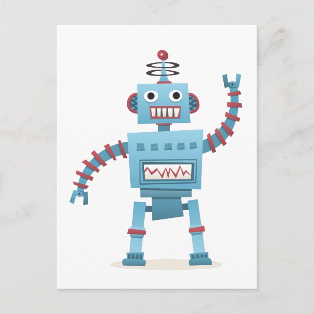 Carte Postale Joli robot rétro android enfants dessin animé (Devant)