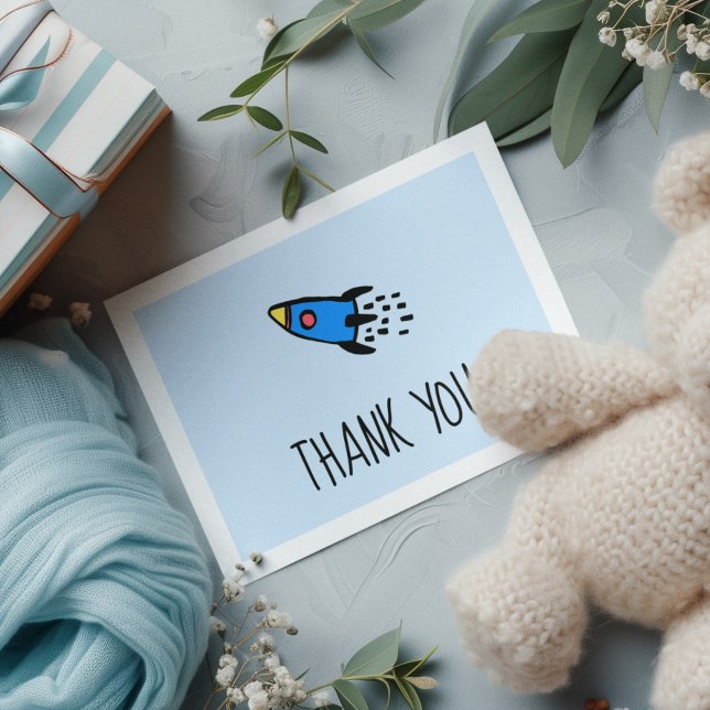 Carte Postale Joli roquette garçon Baby shower Merci (Créateur téléchargé)