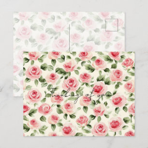 Carte Postale Joli rose Roses Floral Penser de vous