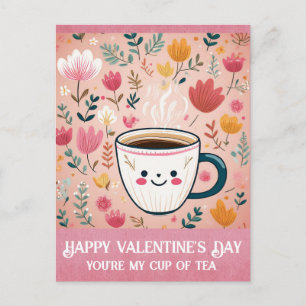 Carte Postale Joli rose Saint-Valentin Vous êtes ma tasse de thé