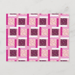 Carte Postale Joli rose violet Patchwork Quilt Design Cadeaux