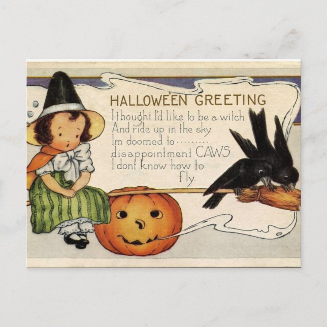 Carte Postale Joli salut d'Halloween Vintage (Devant)