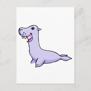 Carte Postale Joli sceau de dessin gris/gris face à gauche