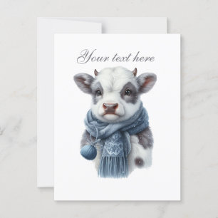 Carte Postale Joli Seasonal Vache d'hiver amoureux ajouter nom