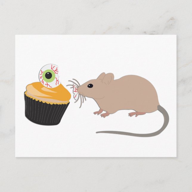 Carte Postale Joli Souris Mangeant un Cupcake de l'Oeil de Hallo (Devant)