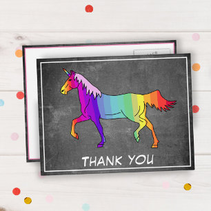 Carte Postale Joli tableau noir de licorne Merci