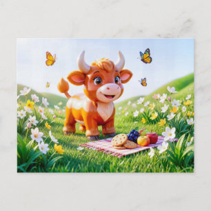 Carte Postale Joli Taureau de la Zodiaque en 3D pour un Pique-Ni