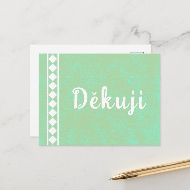 Carte Postale Joli Tchèque Merci (Devant/Arrière en situation)