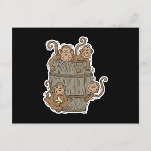 Carte Postale joli tonneau de singes