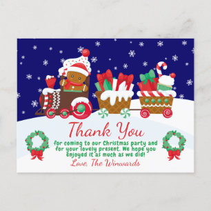 Carte Postale Joli train en pain d'épice de Noël Merci