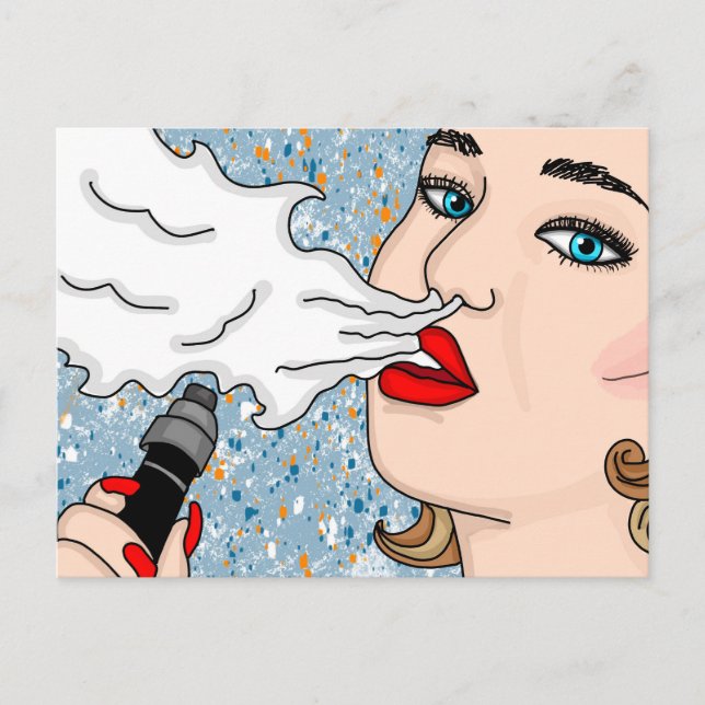 Carte Postale Joli Vaping Lady Rétro (Devant)