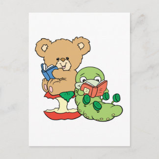 Carte Postale Joli ver luisant et ours lisant