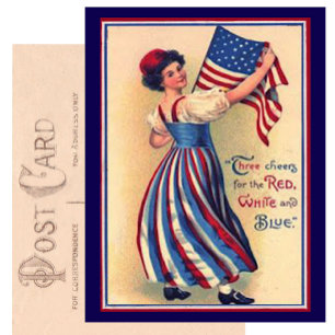 Carte Postale Joli Vintage 4 juillet Drapeau patriotique