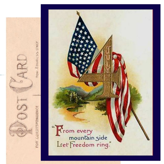 Carte Postale Joli Vintage 4 juillet Drapeau patriotique (Créateur téléchargé)