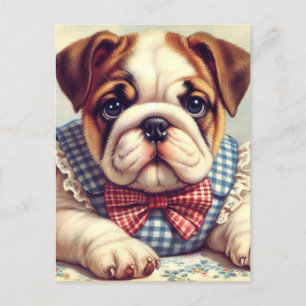 Carte Postale Joli Vintage anglais Bulldog Art
