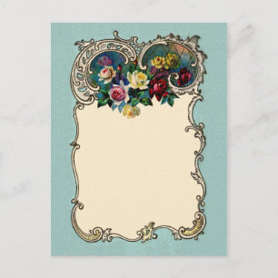 Carte Postale Joli Vintage Chic Blank Rose Conception des fronti