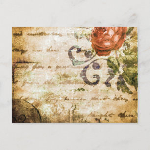 Carte Postale Joli Vintage parchemin de Rose de Sepia Victorien