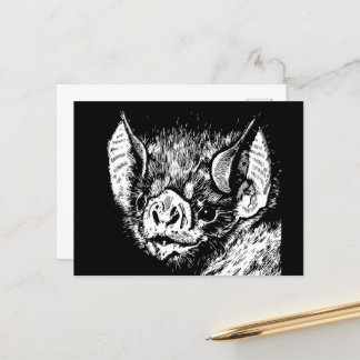 Carte Postale Joli visage de chauve-souris. Graphiques, dessin.