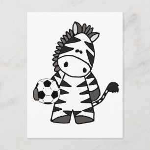Carte Postale Joli Zebra Jouer au Soccer Dessin