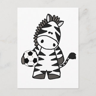 Carte Postale Joli Zebra Jouer au Soccer Dessin